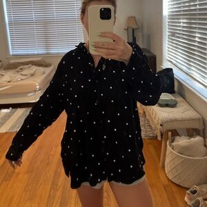 Black Polka Dot Button-Up Shirt